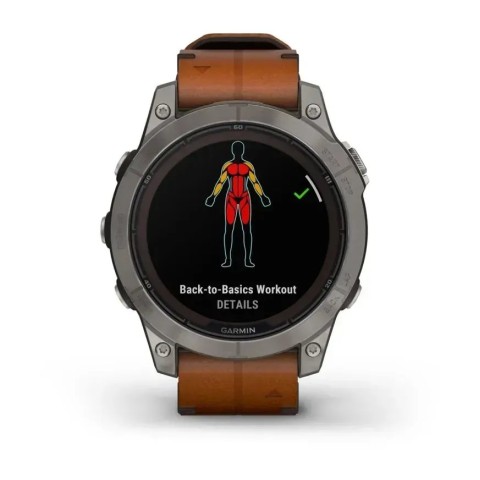 Смарт-часы Garmin fenix 7 Pro Sapphire Solar Edition титановые с каштановым кожаным ремешком