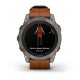 Смарт-часы Garmin fenix 7 Pro Sapphire Solar Edition титановые с каштановым кожаным ремешком