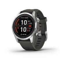 Смарт-часы Garmin fenix 7S Pro Solar Edition серебристые с ремешком графитового цвета