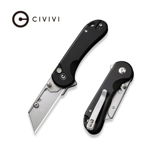 Ніж трапеція складаний кишеньковий Civivi Elementum Utility, (5.8 см) 6Cr13 / Aluminum чорний