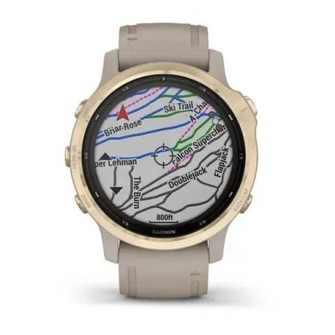 Смарт-часы Garmin fenix 6S Pro Solar Edition светло-золотистые с песочным ремешком