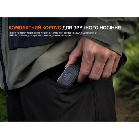 Ліхтар з кліпсою Fenix E04R, чорний