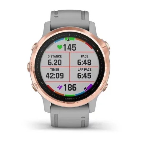 Смарт-часы Garmin fenix 6S Pro Sapphire розово-золотистые с серым ремешком