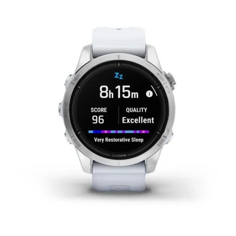 Смарт-годинник Garmin epix Pro Gen 2 Standard Edition (42мм) сріблястий з ремінцем кольору білого каменю