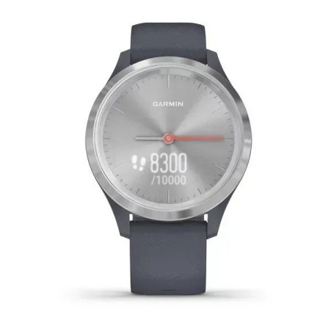 Смарт-годинник Garmin vivomove 3S зі сріблястим безелем та гранітно-синім ремінцем