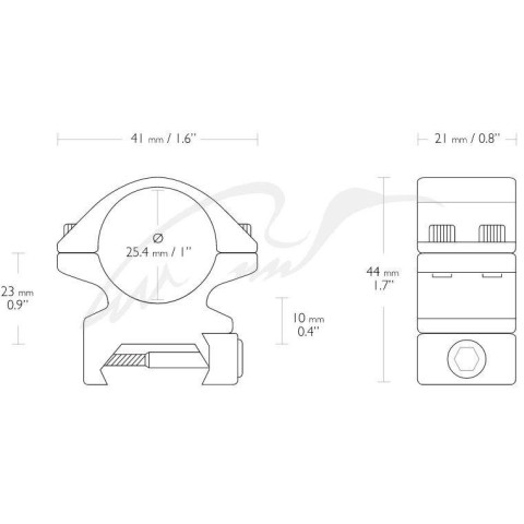 Кольца Hawke Match Mount. d - 25.4 мм. Medium. Weaver