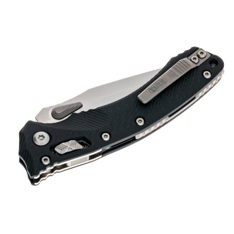 Нож Microtech Amphibian Ram-Lok, клинок полусерр. Stwsh Fluted,  рукоять черная G10