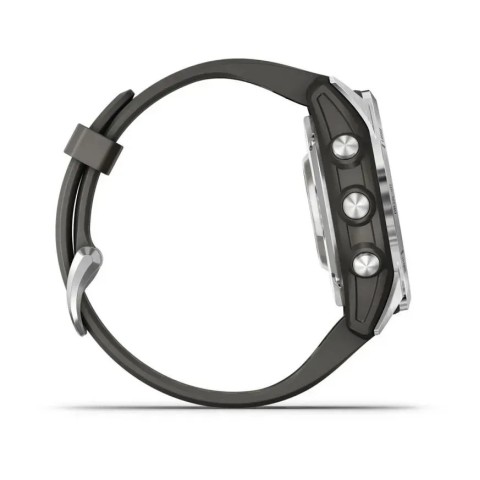 Смарт-часы Garmin fenix 7S Pro Solar Edition серебристые с ремешком графитового цвета