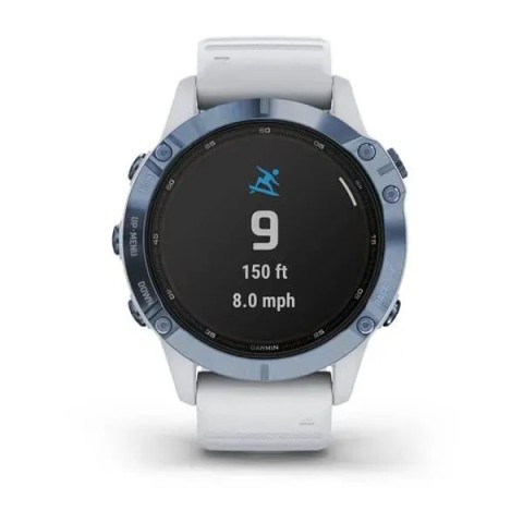 Смарт-часы Garmin fenix 6 Pro Solar Edition минерально-синие с белым ремешком