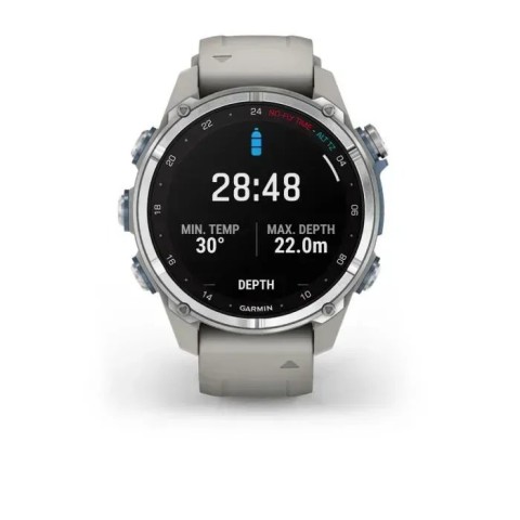 Смарт-годинник Garmin Descent Mk3 (43 мм) із нержавіючої сталі з силіконовим туманно-сірим ремінцем