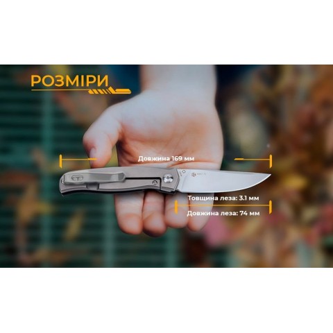 Ніж складаний кишеньковий Ruike M661-TZ, (7.4 см) steel 154СМ / G10 чорний