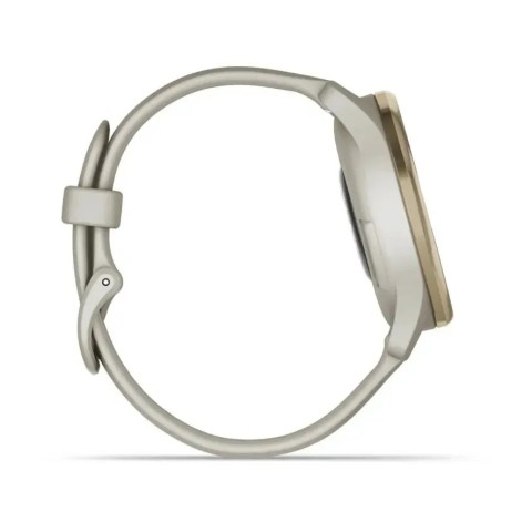 Смарт-годинник Garmin vivomove Trend з кремово-золотистим сталевим безелем, корпусом та ремінцем кольору французький сірий