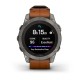 Смарт-часы Garmin fenix 7 Pro Sapphire Solar Edition титановые с каштановым кожаным ремешком