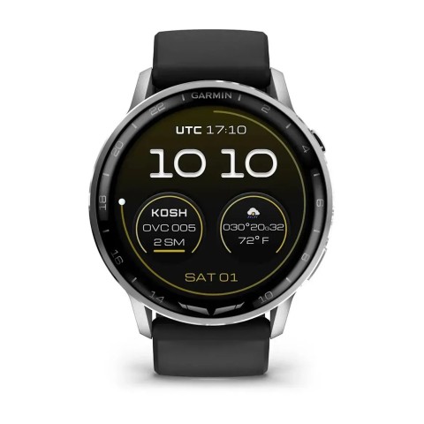 Смарт-годинник Garmin D2 Air X15 сріблястий з чорним силіконовим ремінцем