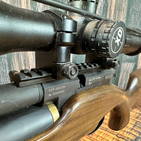 Пневматична гвинтівка (PCP) ZBROIA Хортица 450/220 (коричневий) з ОП  Б/У