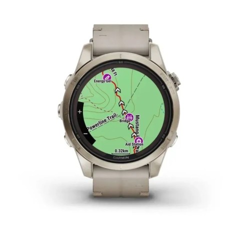 Смарт-годинник Garmin fenix 7S Pro Sapphire Solar Edition ніжно-золотистий зі шкіряним ремінцем кольору вапняка