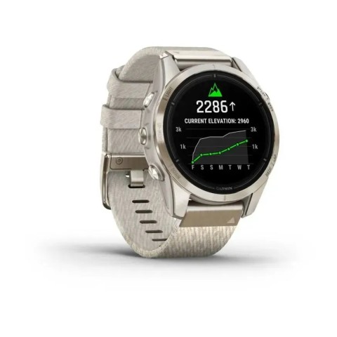 Смарт-годинник Garmin epix Pro Gen 2 Sapphire Edition (42мм) ніжно-золотистий з нейлоновим ремінцем кремового кольору