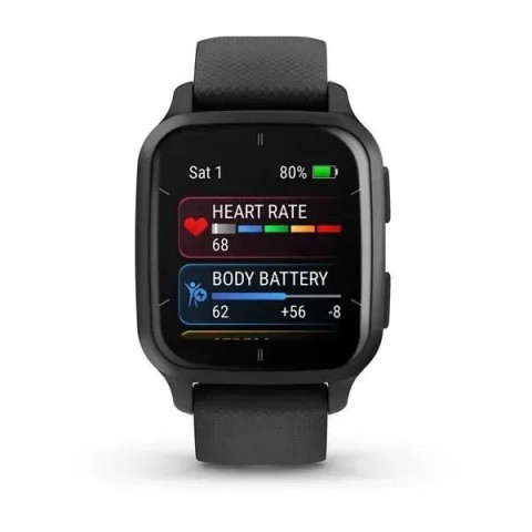 Смарт-годинник Garmin Venu Sq 2 Music Edition чорний з грифельним безелем