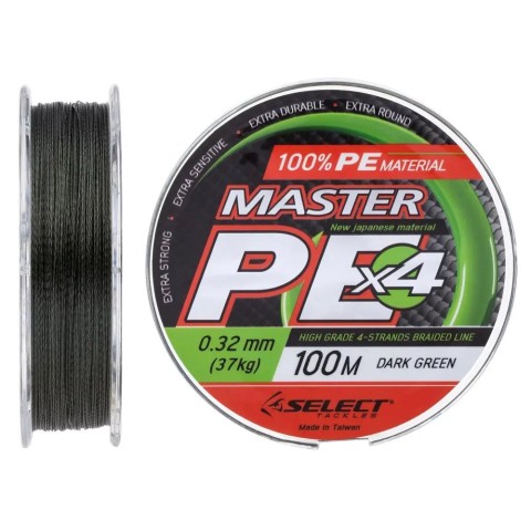 Шнур Select Master PE 100m (темн.-зел.) #4.0/0.32mm 82lb/37kg