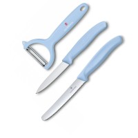 Набір кухонний Victorinox SwissClassic Paring Set 3шт з блакит. ручкою (2 ножа, овощечистка Tomato and Kiwi) у подар.упак.