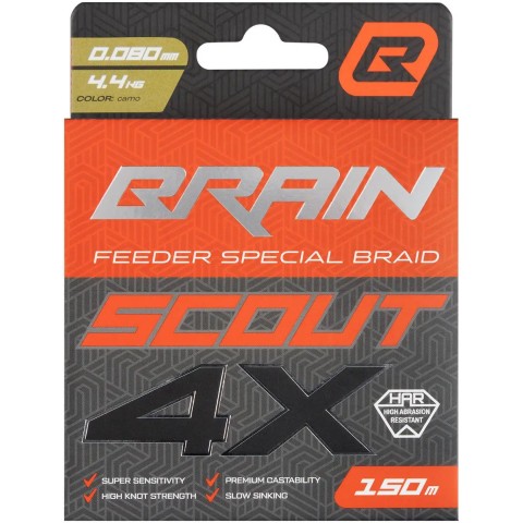 Шнур Brain Scout 4X 150m (camo) 0.080mm 4.4kg