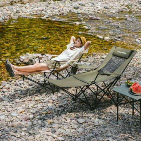 Крісло-шезлонг складане Naturehike CNK2550JJ023 Nightfall T05, сталь, хакі