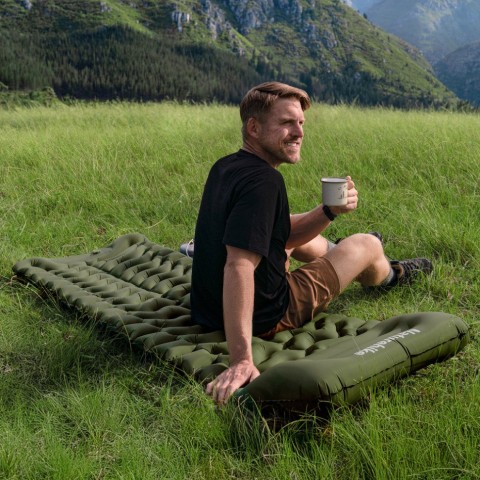 Матрац туристичний надувний двомісний  Naturehike CNK2550WS019, 200х125х6.5 см, синій, для кемпінгу із мішком для надування