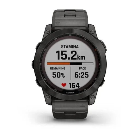 Смарт-годинник Garmin fenix 7X Sapphire Solar карбоново-сірий титановий DLC з титановим вентильованим браслетом