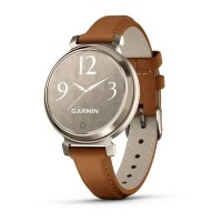 Смарт-годинник Garmin Lily 2 Classic кремово-золотистий із смаглявим шкіряним ремінцем