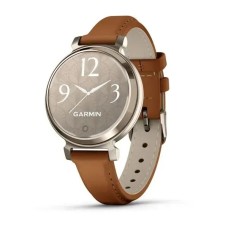 Смарт-годинник Garmin Lily 2 Classic кремово-золотистий із смаглявим шкіряним ремінцем