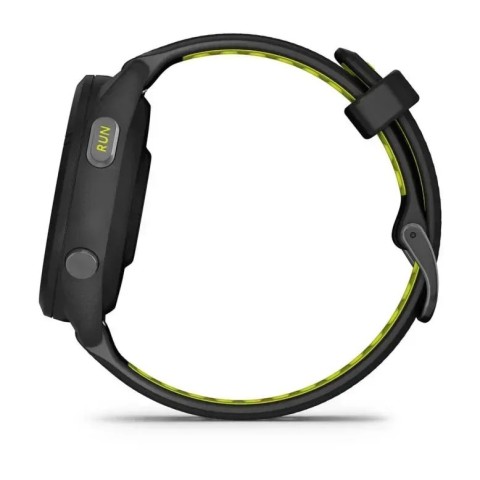 Смарт-годинник Garmin Forerunner 265s з чорним корпусом та чорним/жовтим силіконовим ремінцем