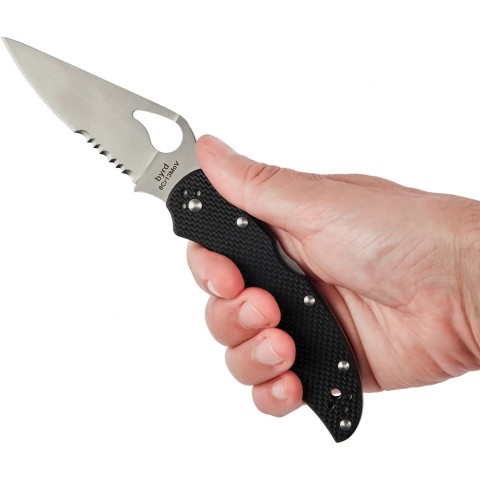 Нож Spyderco Byrd Harrier 2, 8Cr13MoV, G-10, полусеррейтор ц:black