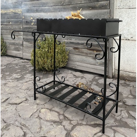 Мангал із дровницею на 12 шампурів 4мм