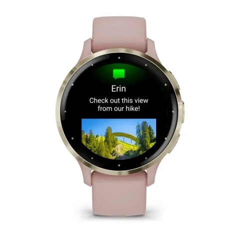 Смарт-годинник Garmin Venu 3s припилено-рожевий із золотистим сталевим безелем і силіконовим ремінцем