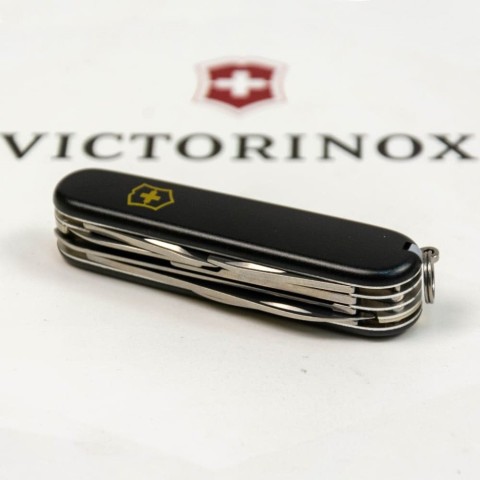 Ніж Victorinox Huntsman Mat 91мм,15функ,чорн.мат,жовт.лого