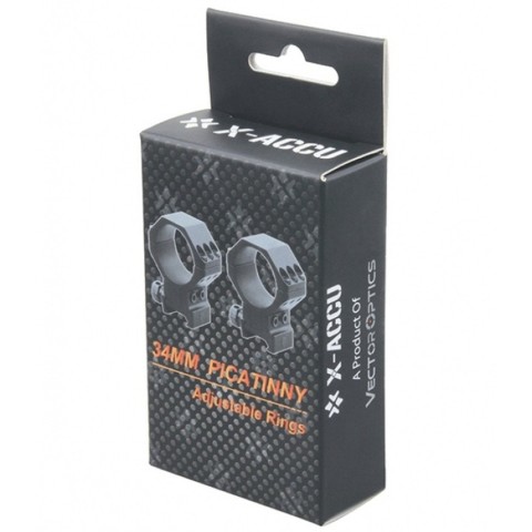Кільця Vector Optics X-Aссu 34 мм на Вівер/Пікатіні з регульованою висотою 34,5-40,5 мм