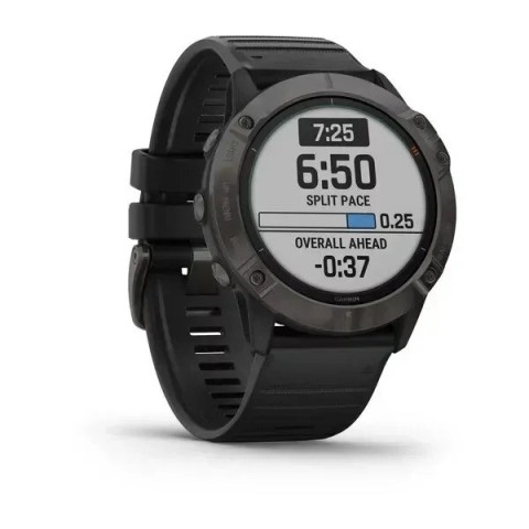 Смарт-часы Garmin fenix 6X Pro Solar титановые серые DLC с черным ремешком