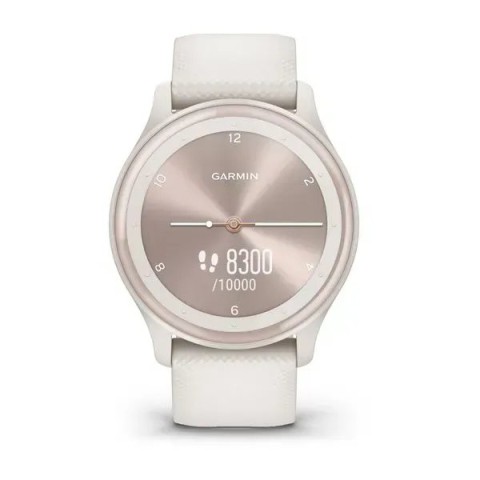 Смарт-годинник Garmin vivomove Sport кольору айворі із силіконовим ремінцем і персиково-золотистими вставками