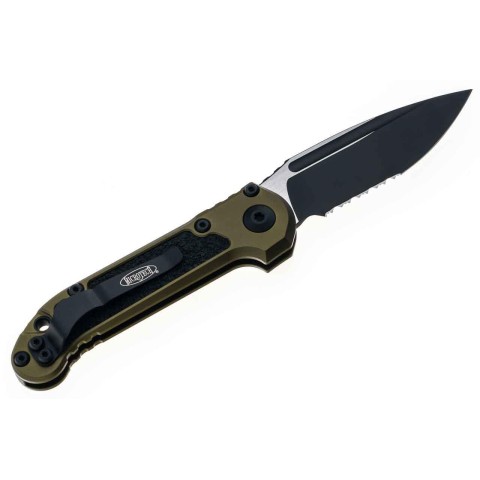 Нож Microtech L.U.D.T. S/E Gen III,  черный клинок, полусеррейтор, рукоять OD green