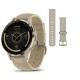 Спортивний годинник Garmin Venu 3S French Gray Soft Gold з шкіряним ремінцем 010-02785-55
