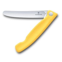 Нож кухонный складной Victorinox SwissClassic 11 см, серрейтор, скругленный, желтый