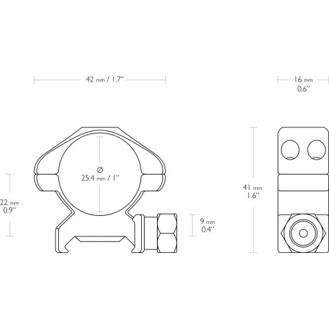 Кольца Hawke Precision Steel. d - 25.4 мм. Medium. Weaver/Picatinny