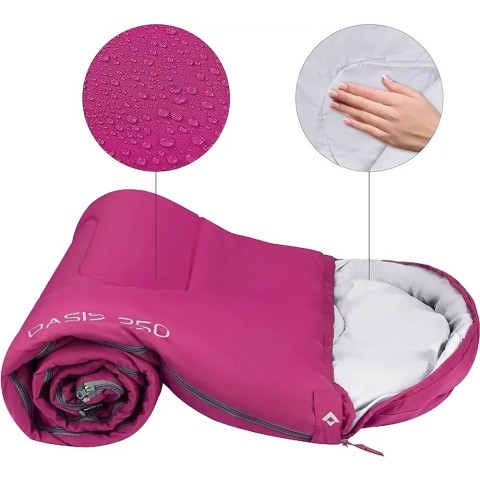 Спальный мешок KingCamp Oasis 250 Comf +12°C / Lim +7°C / Extr -3°C Rosered