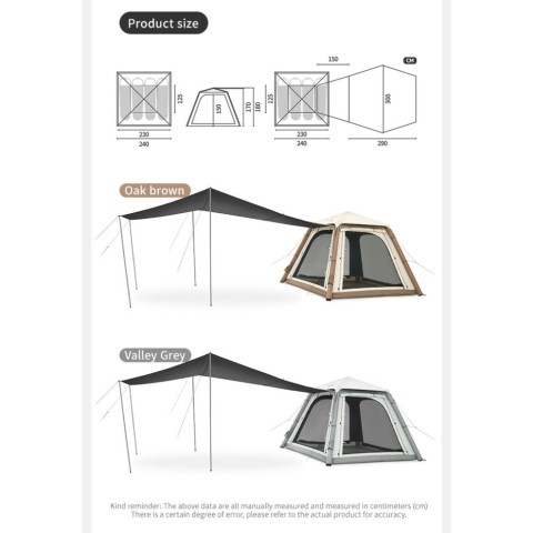 Намет чотиримісний автоматичний надувний із тентом Naturehike Ango CNK2550WS017, сірий
