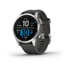 Смарт-часы Garmin fenix 7S серебристые с ремешком графитового цвета