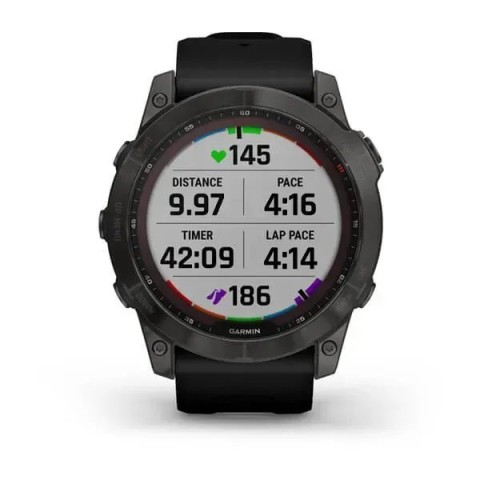 Смарт-годинник Garmin fenix 7X Sapphire Solar карбоново-сірий титановий DLC з чорним ремінцем