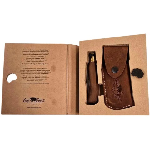 Ніж Old Bear Gift Box - Classic M, sheath in leather, walnut