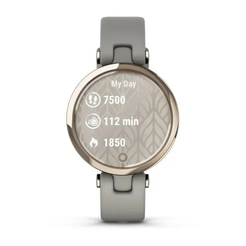Смарт-часы Garmin Lily Classic с кремово-золотистым безелем, серым корпусом и итальянским кожаным ремешком
