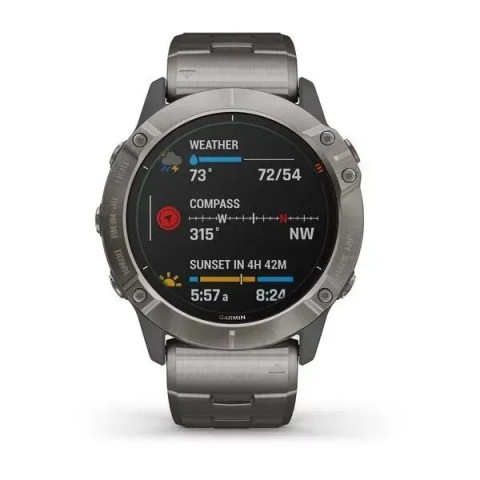 Смарт-часы Garmin fenix 6X Pro Solar титановые серебристые с титановым браслетом