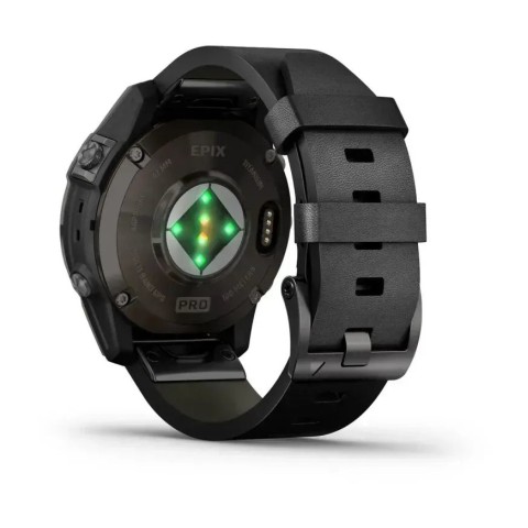 Смарт-годинник Garmin epix Pro Gen 2 Sapphire Edition (47мм) карбоново-сірий титановий DLC з чорним шкіряним ремінцем